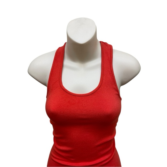 NWT Red Ribbed Racerback Tank Top Fitted Stretch Basic Layering Top - Picture 2 of 6